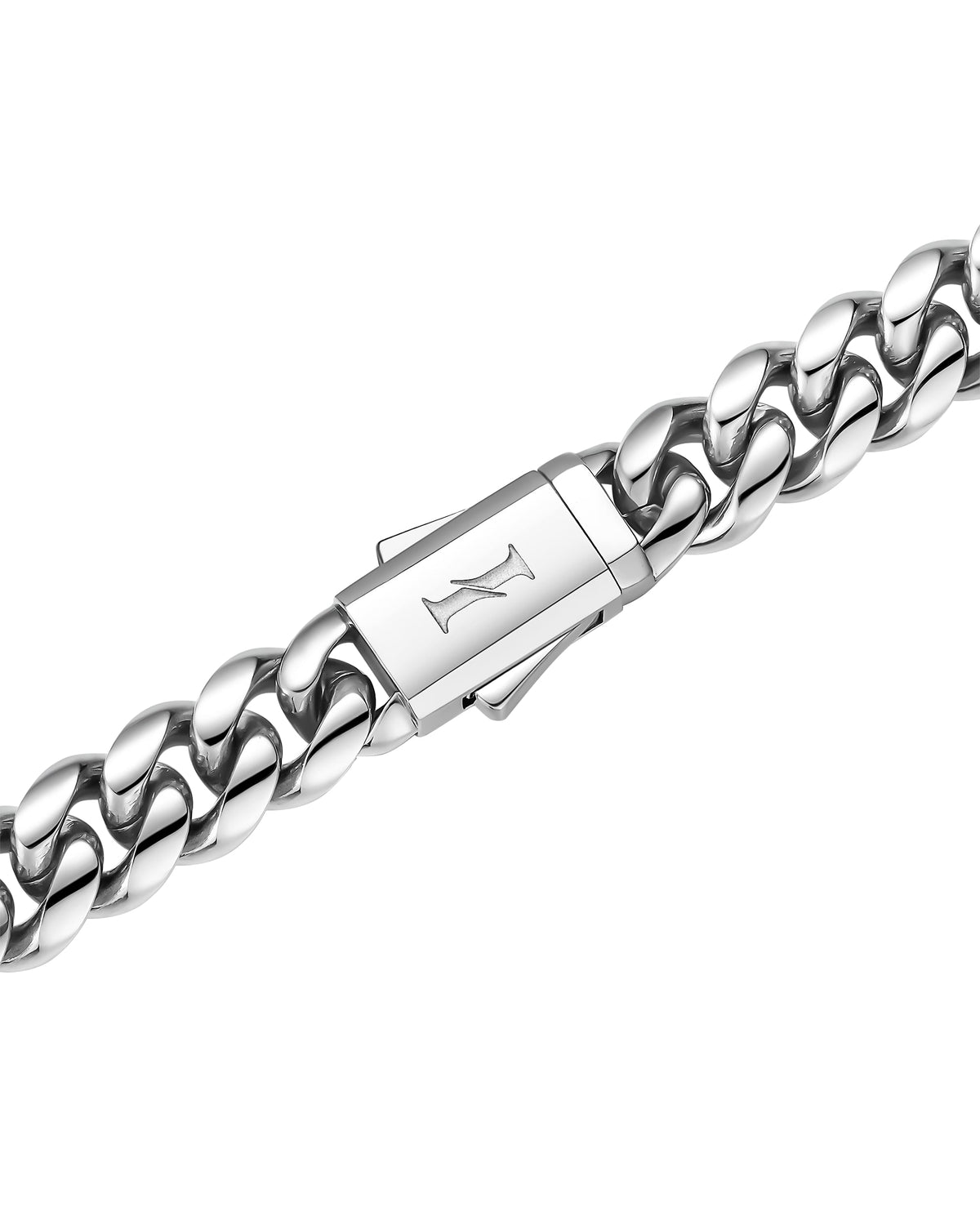 8mm white gold plain cuban necklace by Iceman Society