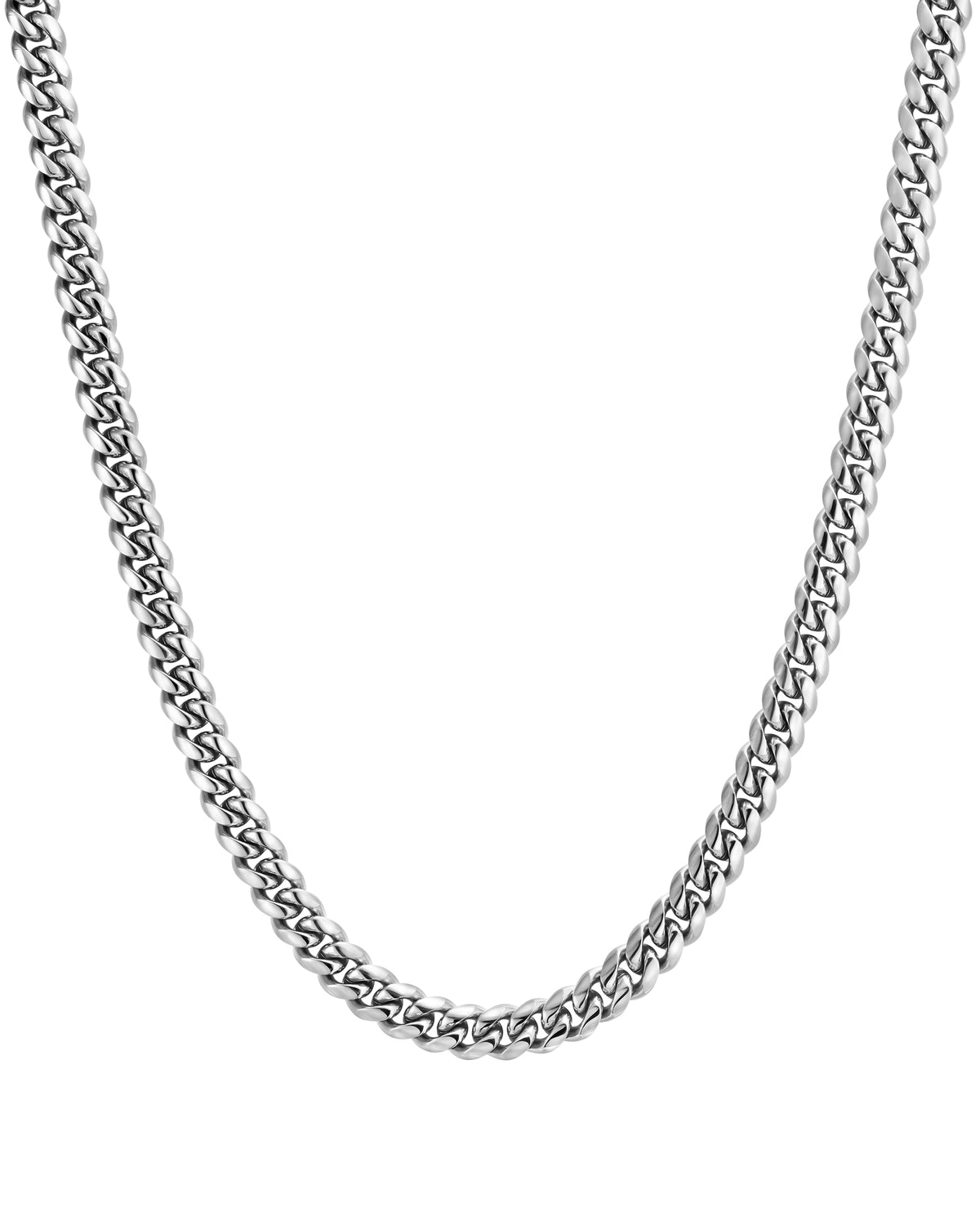 8mm white gold plain cuban necklace by Iceman Society