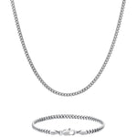 3mm white gold plain cuban chain necklace and bracelet set by Iceman Society