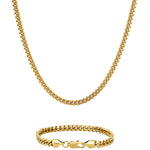 5mm 18K gold plain cuban chain necklace and bracelet set by Iceman Society