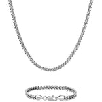 5mm white gold plain cuban chain necklace and bracelet set by Iceman Society
