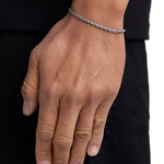 Model wearing 3mm white gold rope bracelet by Iceman Society