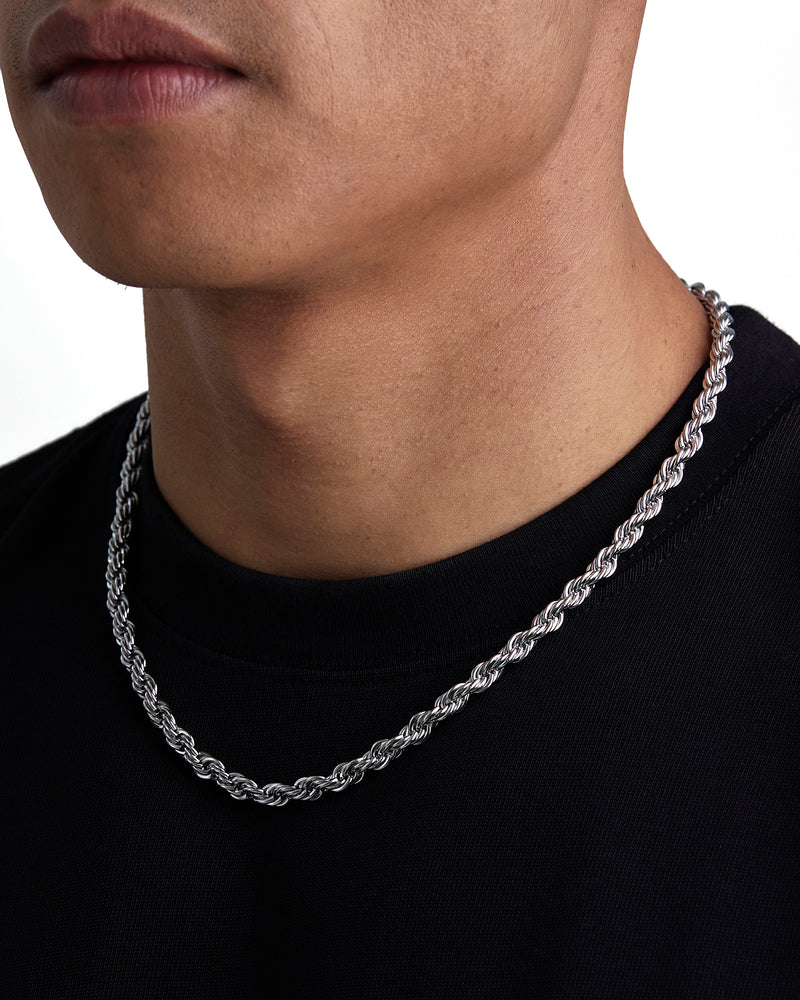 THE ROPE 6mm ロープ チェーン White Gold 着用写真