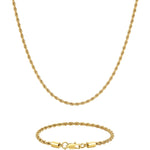 3mm 18k gold rope chain necklace and bracelet set by Iceman Society