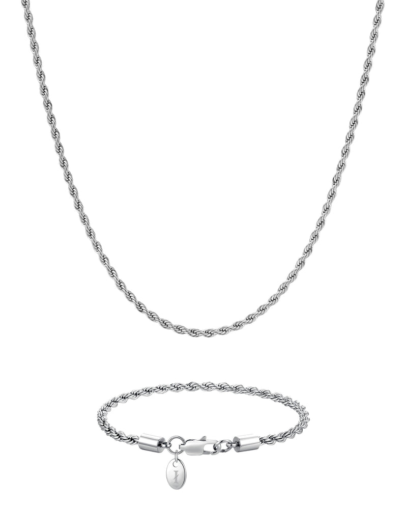 THE ROPE SET 3mm ロープ チェーン & ブレスレットセット White Gold 商品写真