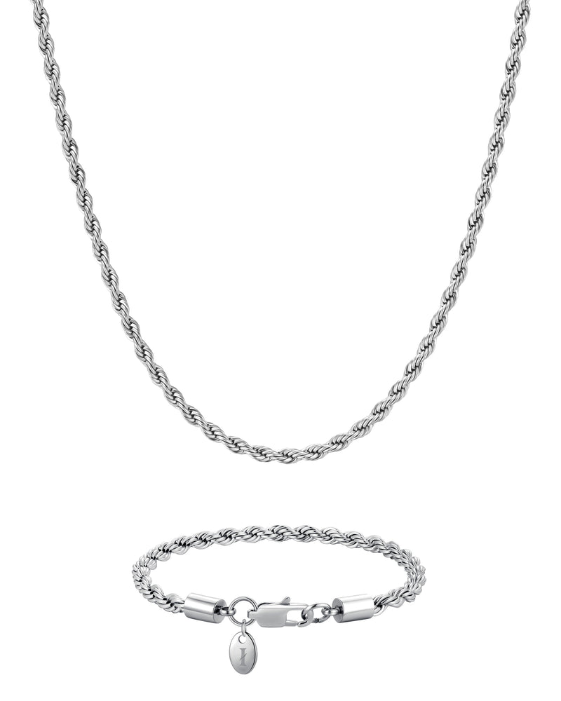 THE ROPE SET 4mm ロープ チェーン & ブレスレットセット White Gold 商品写真