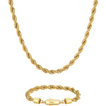 6mm 18k gold rope chain necklace and bracelet set by Iceman Society