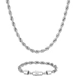 6mm white gold rope chain necklace and bracelet set by Iceman Society