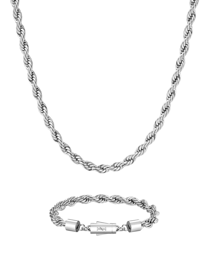 THE ROPE SET 6mm ロープ チェーン & ブレスレットセット White Gold 商品写真