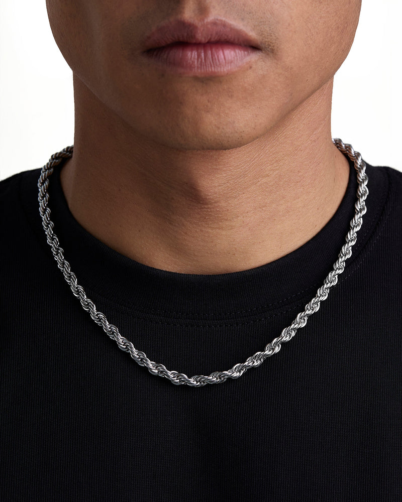 THE ROPE SET 6mm ロープ チェーン & ブレスレットセット White Gold 着用写真