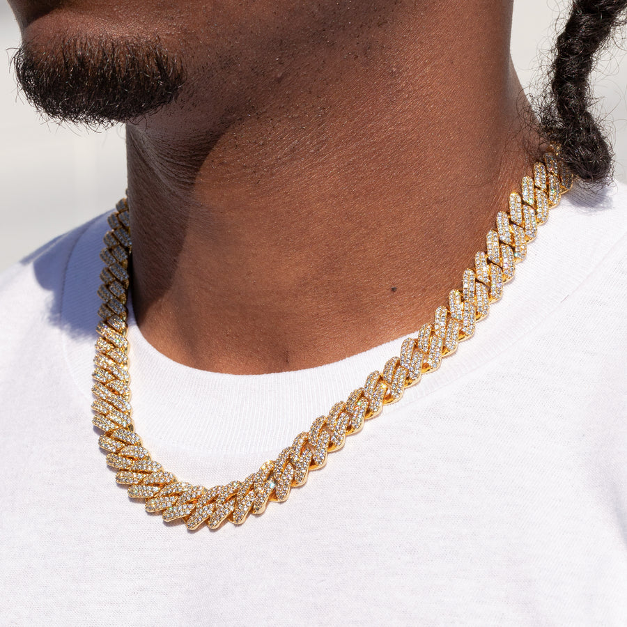 13MM ICE PRONG CHAIN - 18K GOLD