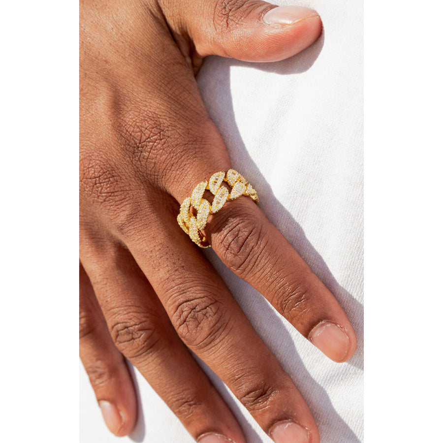 BAGUETTE CUBAN RING - 18K GOLD